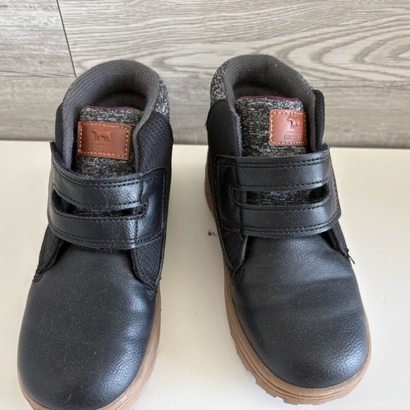 Black and Brown Ankle Boots with Fabric Stylish Collar and Velcro Closure - Picture 2 of 6